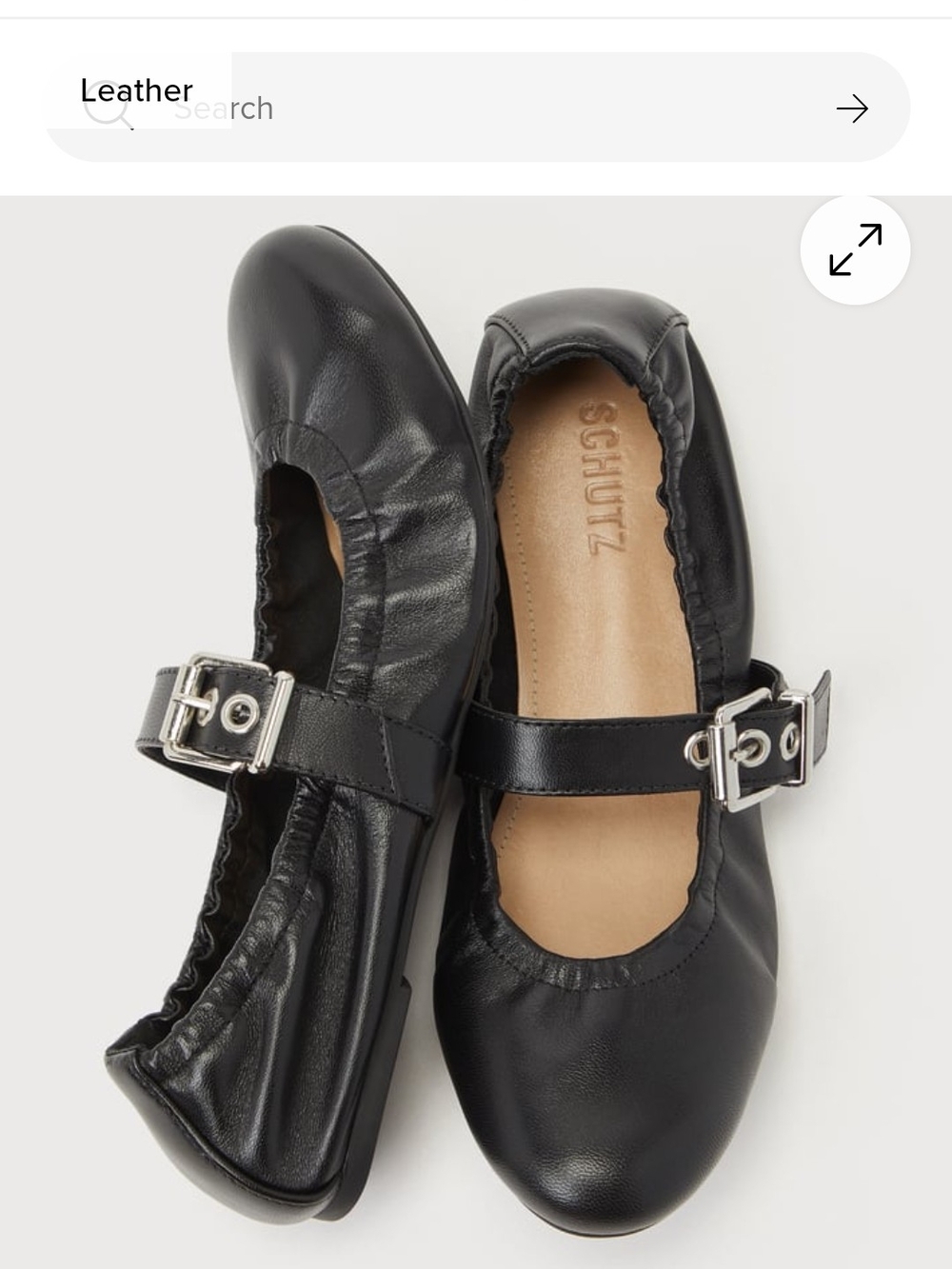 Schutz Calita Black Nappa Leather Buckle Ballet Flats